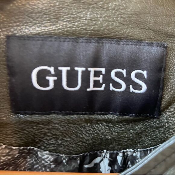 Guess olive color moto faux leather jacket. Size S - Picture 10 of 11